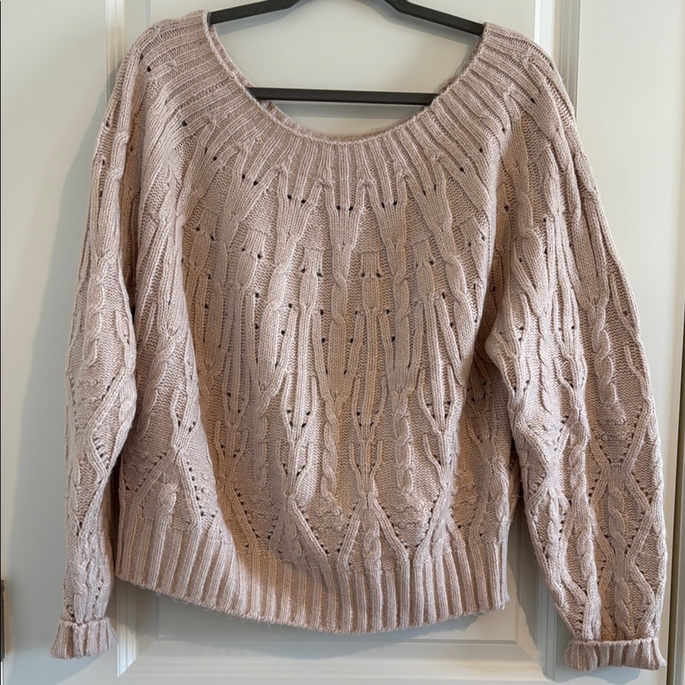 White House Black Market Cream Crew Neck Sweater